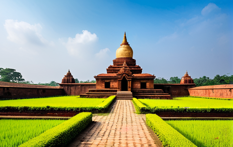 Paharpur Buddhist Vihara**

"A panoramic view of the Paharpur Buddhist Vihara (Sompur Mahavihara) in rural Bangladesh, showcasing the ancient brick structures and surrounding green landscape, fully clothed, appropriate content, safe for work, perfect anatomy, natural proportions, professional photography, high quality, UNESCO World Heritage Site."

**